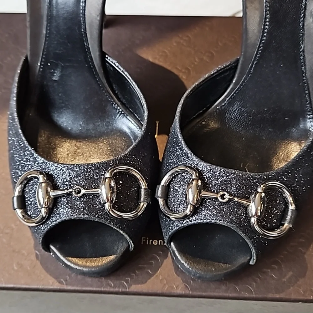 Gucci Horsebit Heels Black Glitter
w/ Box + Dustbag + Taps [EU 37.5, US 7.5] - Picture 2 of 7